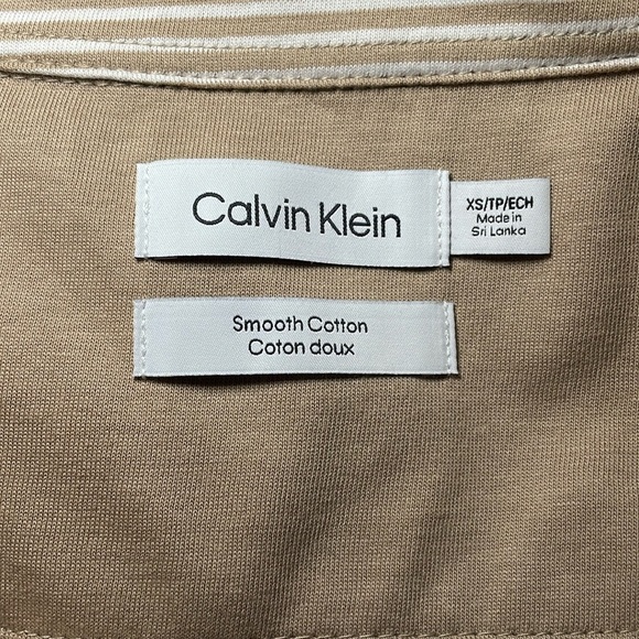 Calvin Klein Mens Smooth Cotton Monogram Logo Feeder Stripe Polo Shirt sz XS - Picture 2 of 10